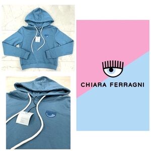 Chiara Ferragni NWT Eye Logo Cropped Hoodie in Blue – Small